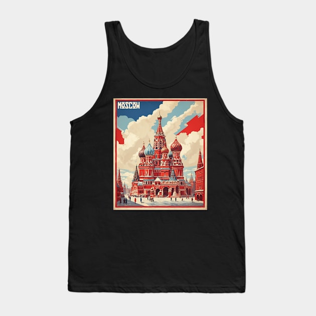 Red Square Russia Vintage Tourism Poster Tank Top by TravelersGems